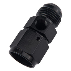 EVIL ENERGY 10AN male flare to -10 female swivel with a 1/8 inch NPT gauge port for gauge installation.