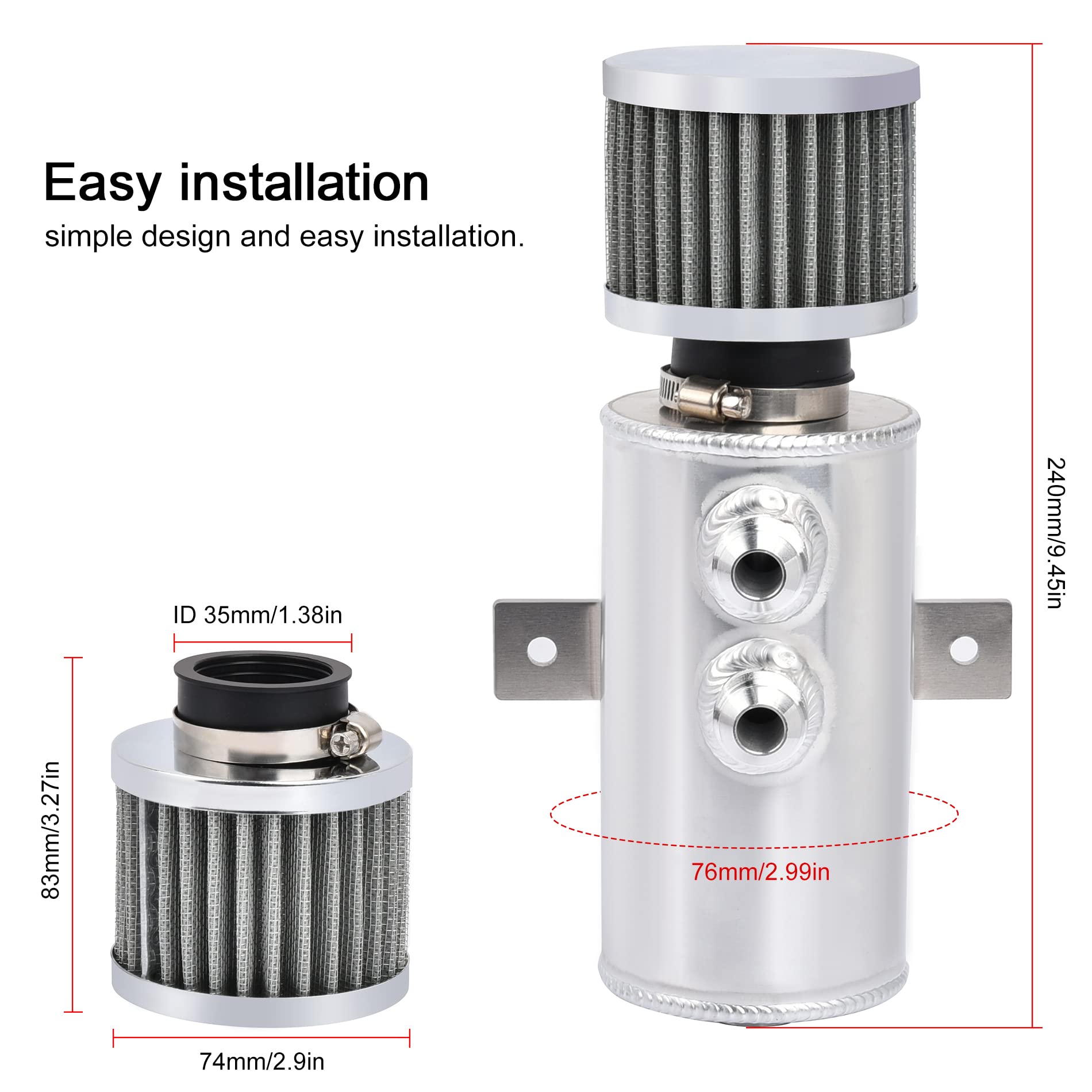 EVIL ENERGY catch can with baffle design provides efficient vapor separation in tight spaces.