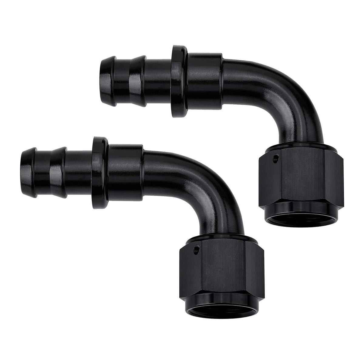 EVIL ENERGY 12AN 90-degree push-lock end in black for secure fuel connections