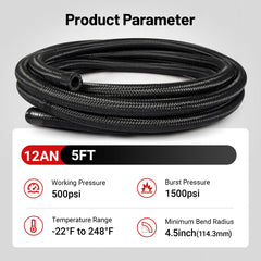 EVIL ENERGY 12AN hose with outer braid supports durable installations under extreme temperatures.