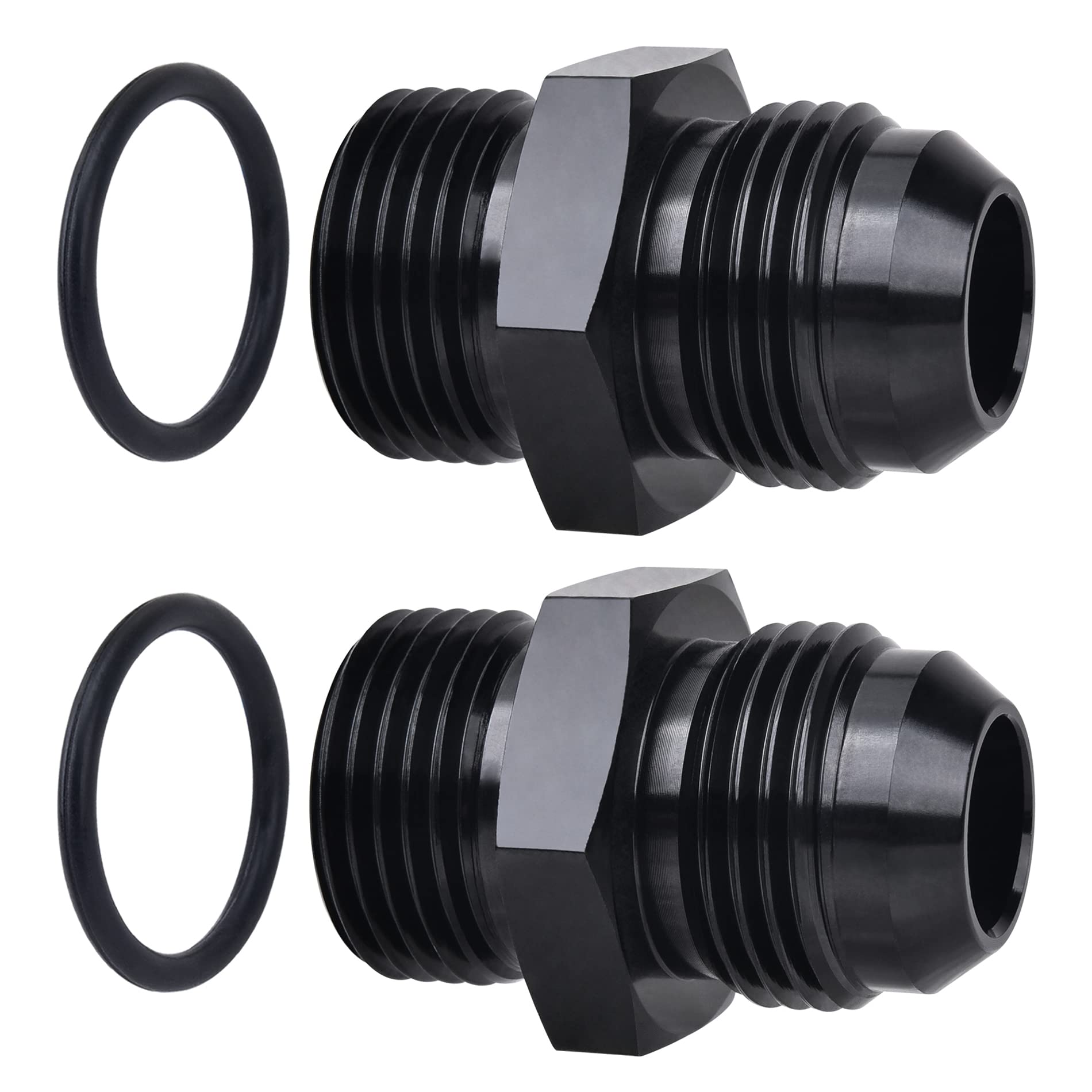 EVIL ENERGY 12AN flare to AN12 ORB male fittings front view, compact and space-saving