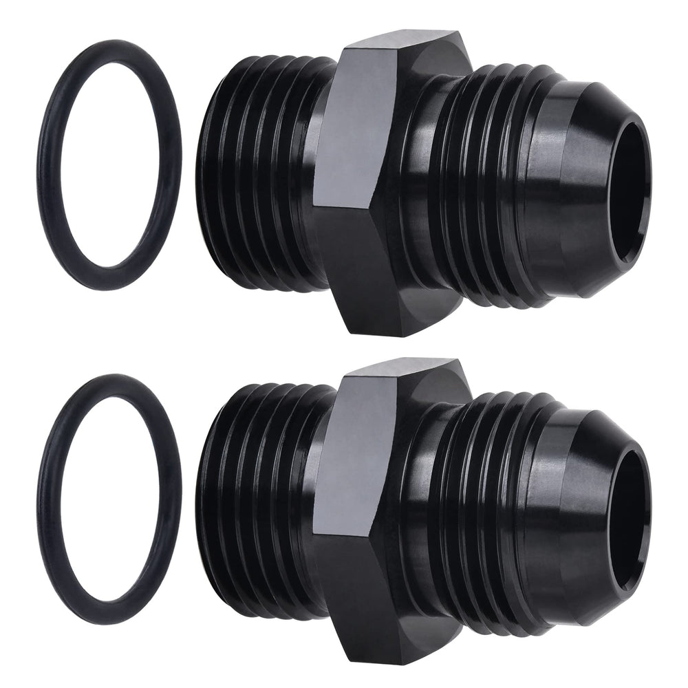 EVIL ENERGY 12AN flare to AN12 ORB male fittings front view, compact and space-saving