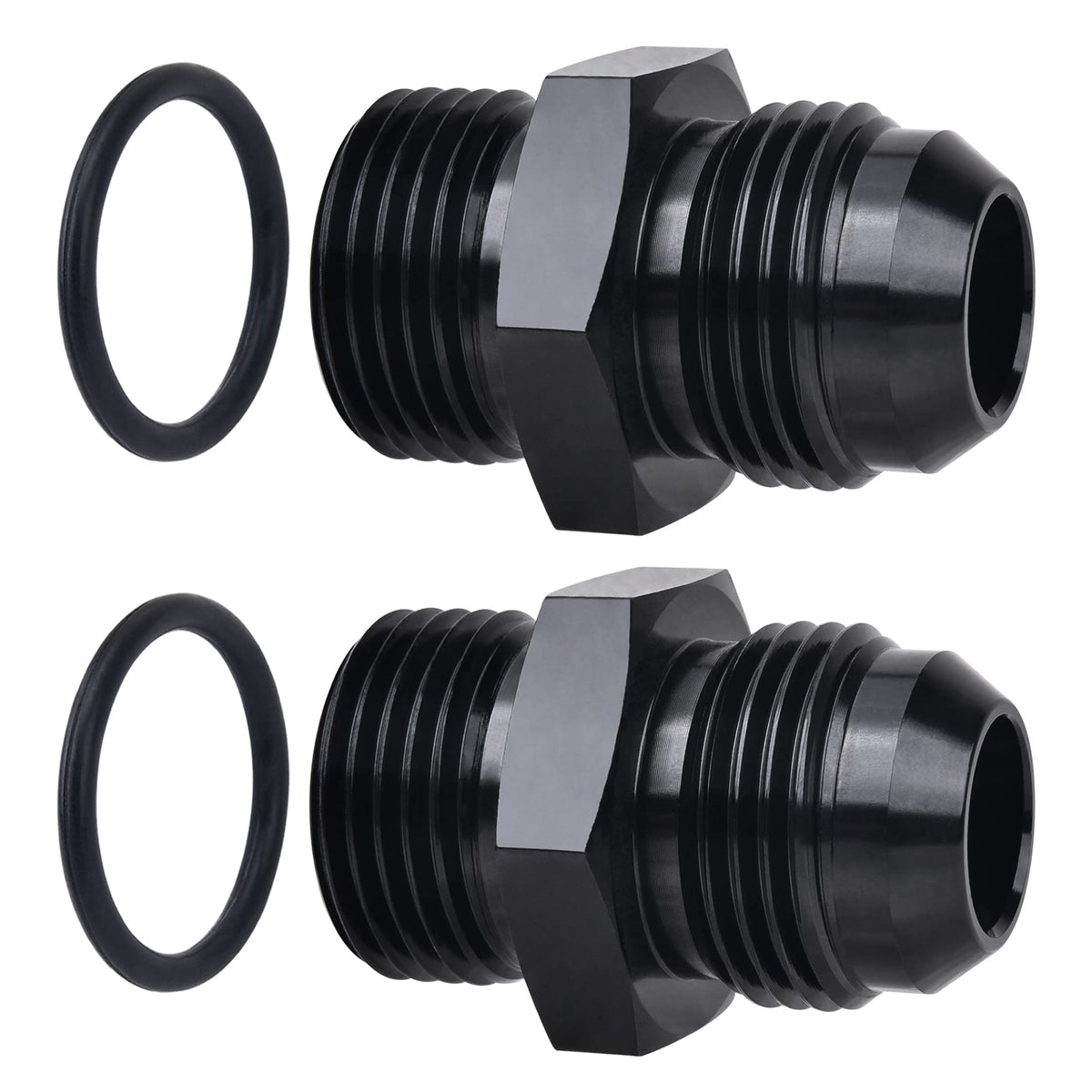 EVIL ENERGY 12AN flare to AN12 ORB male fittings front view, compact and space-saving
