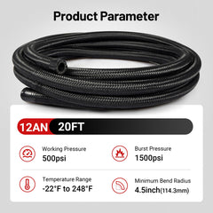 EVIL ENERGY 12AN hose outer nylon braid provides durability against heat cycles