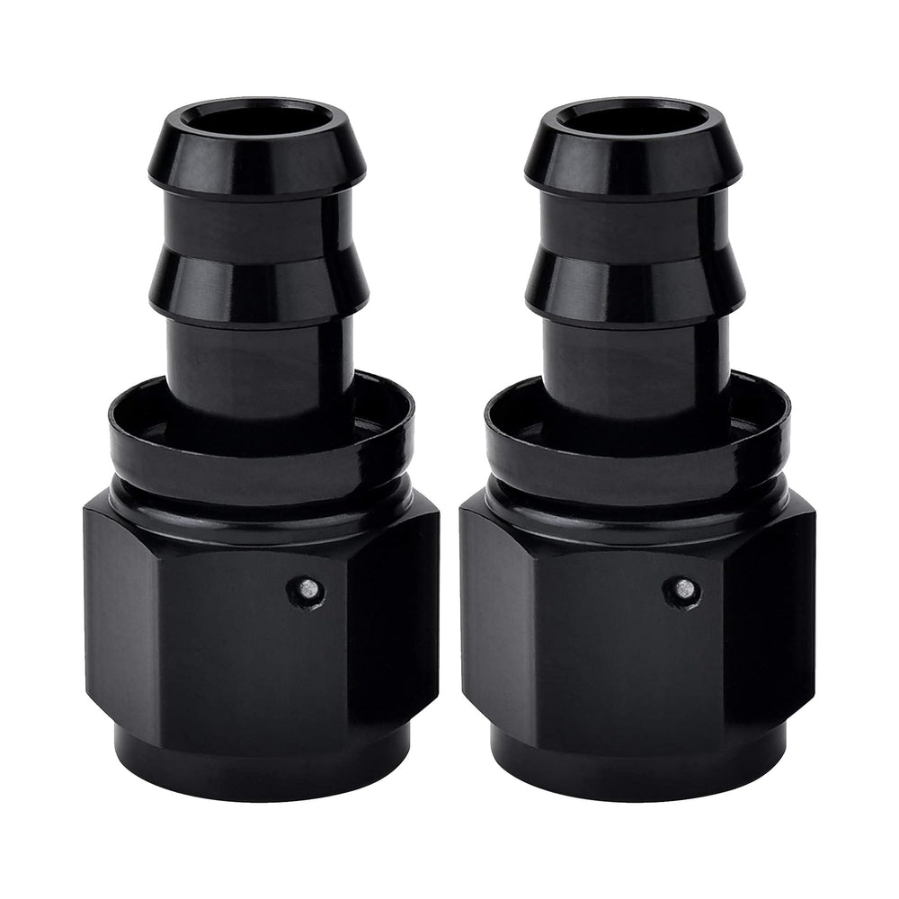 EVIL ENERGY 12AN straight push-lock hose fitting end in black, front view shows compact aluminum body.