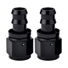 EVIL ENERGY 12AN straight push-lock hose fitting end in black, front view shows compact aluminum body.