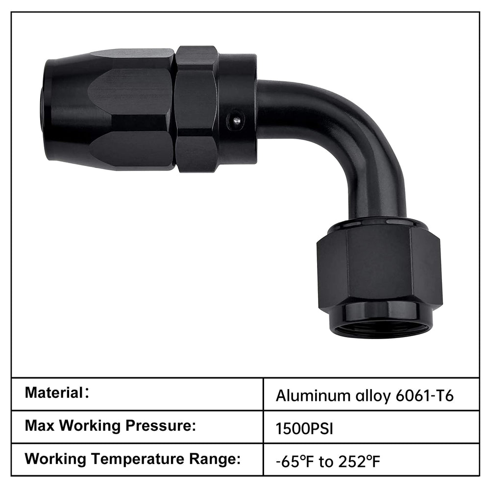 EVIL ENERGY 1500-psi rated 10AN hose end supports high-pressure applications.