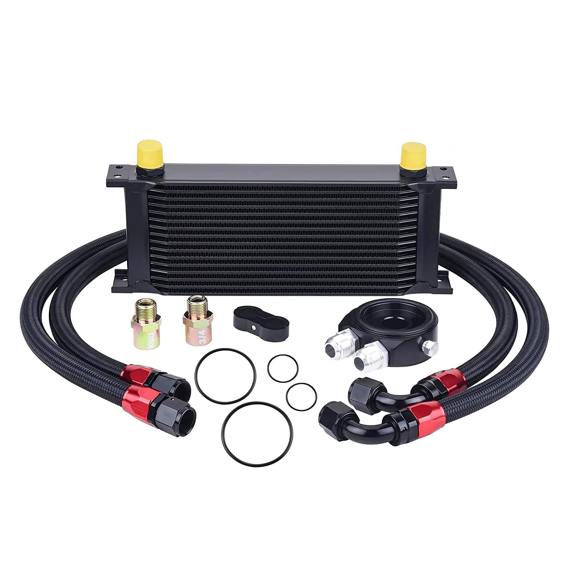 EVIL ENERGY 16-row oil cooler kit front view showing compact universal design
