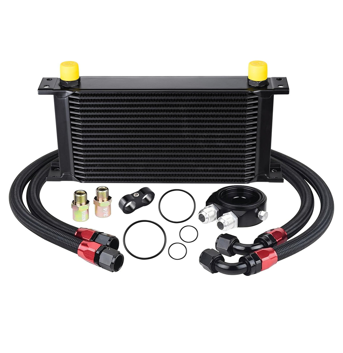EVIL ENERGY 19-row oil cooler kit front view shows universal compatibility.