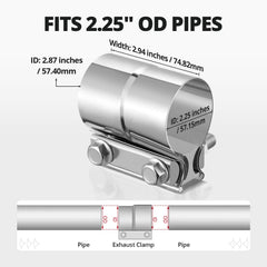 EVIL ENERGY exhaust clamp bottom view highlighting bolt and nut for easy installation.