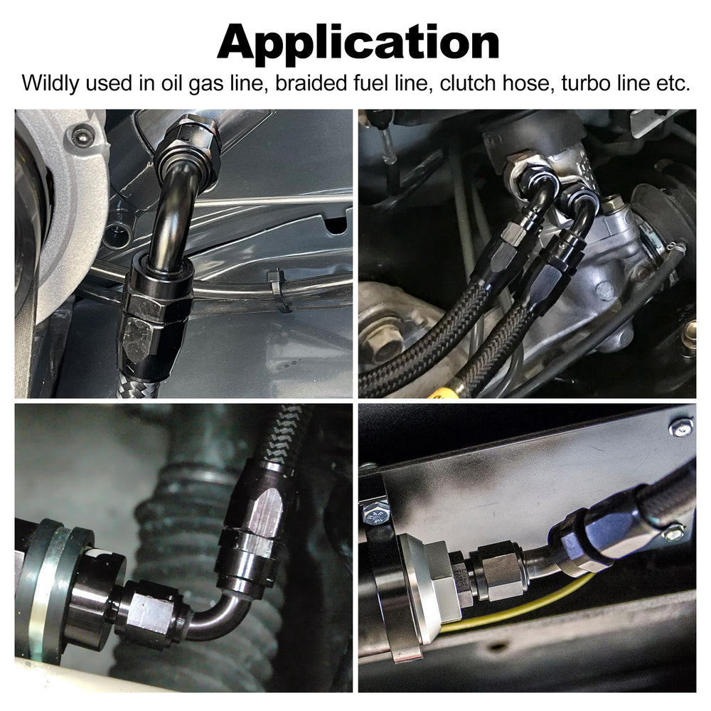 EVIL ENERGY 2-pack black hose end fittings for high-pressure lines.