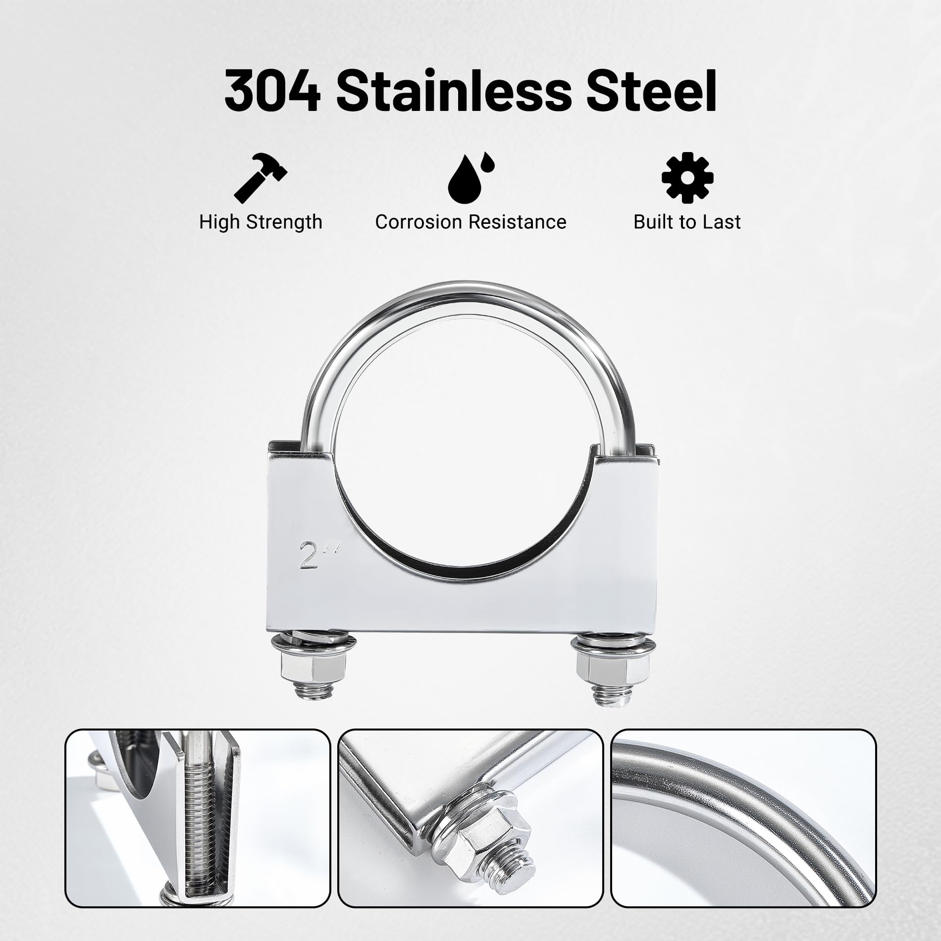 Nuts and wrench included for secure, tool-assisted installation.