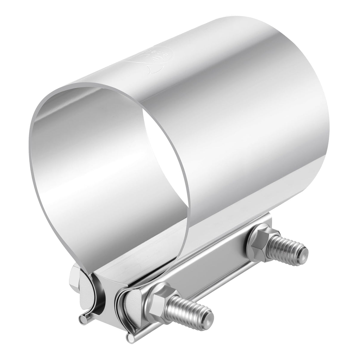 EVIL ENERGY 3.5 inch exhaust clamp side view with secure, rust-resistant connection.