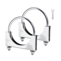EVIL ENERGY 3-5 inch U-bolt clamp front view secures exhaust pipes with reduced vibration.