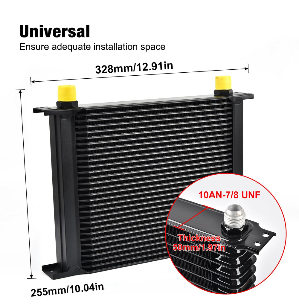 EVIL ENERGY 30-row oil cooler side mount, fits many applications with improved heat management.