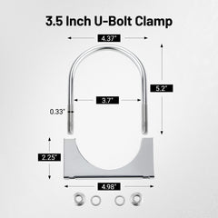EVIL ENERGY 304 stainless steel U-bolt clamp side view resists heat and corrosion.