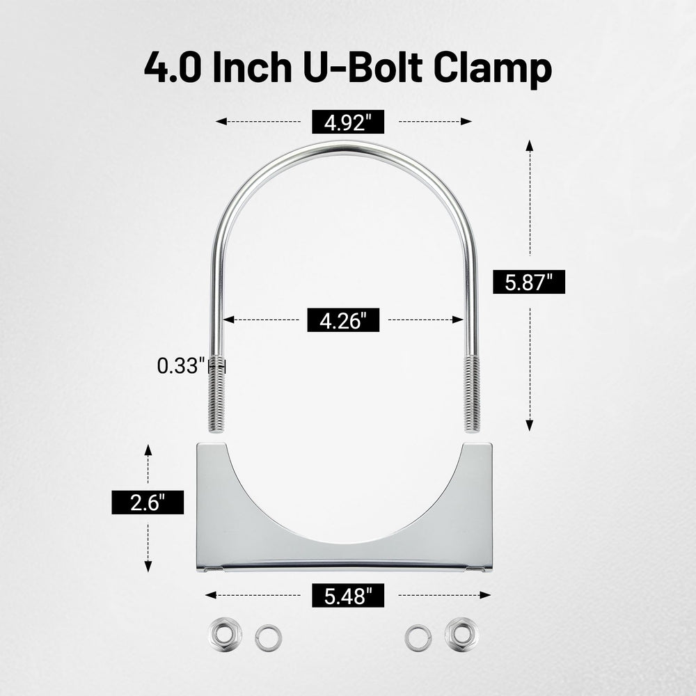 Close-up of EVIL ENERGY 304 stainless steel U-clamp showing corrosion-resistant surface