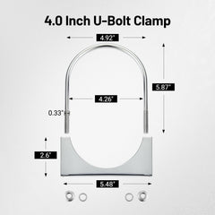 Close-up of EVIL ENERGY 304 stainless steel U-clamp showing corrosion-resistant surface
