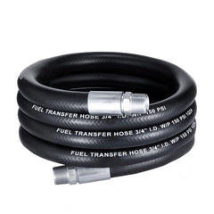 EVIL ENERGY 3/4-inch fuel transfer hose side view shows durable braided construction for farm dispensing.
