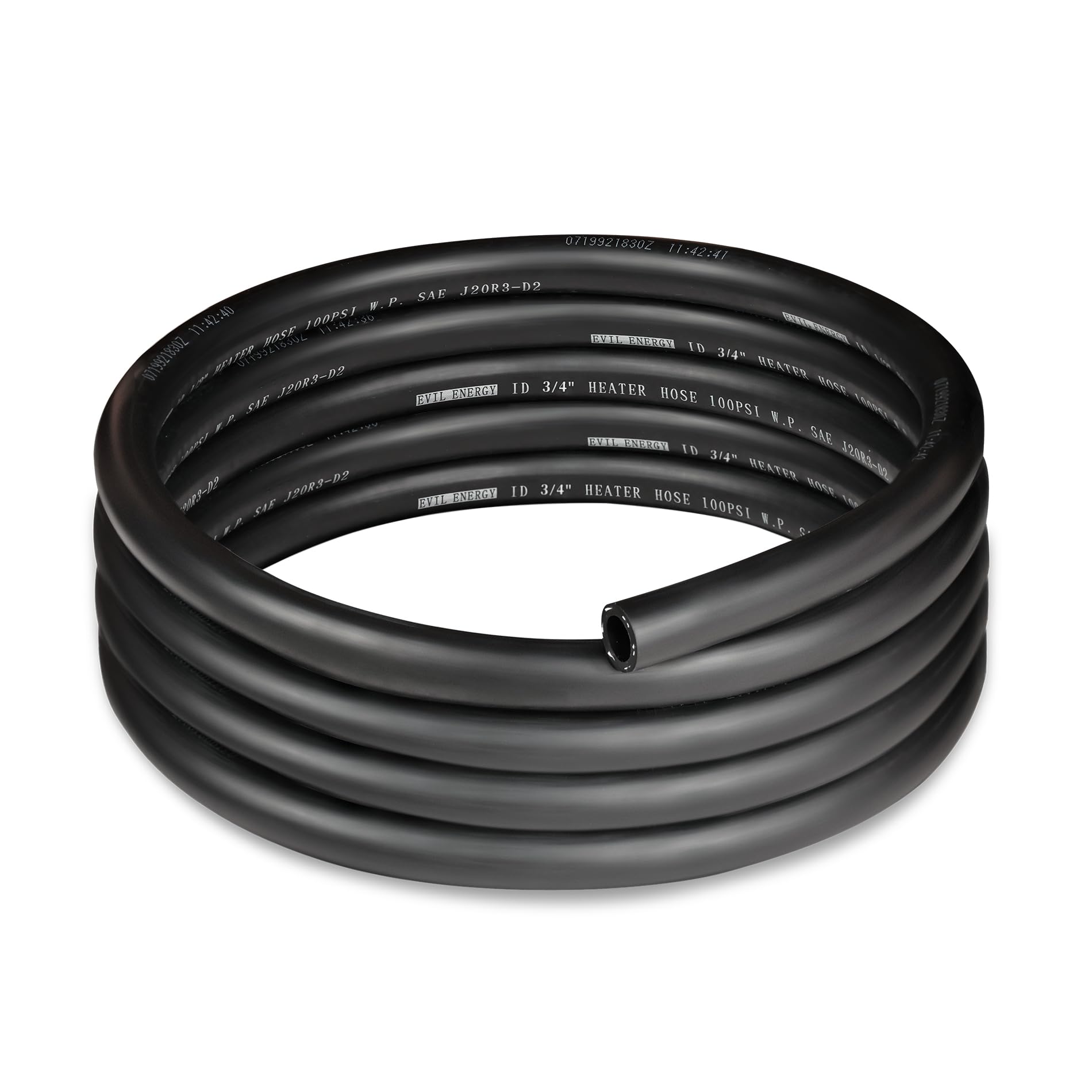 EVIL ENERGY 34inch heater hose, exterior view in black, ideal for coolant routing.