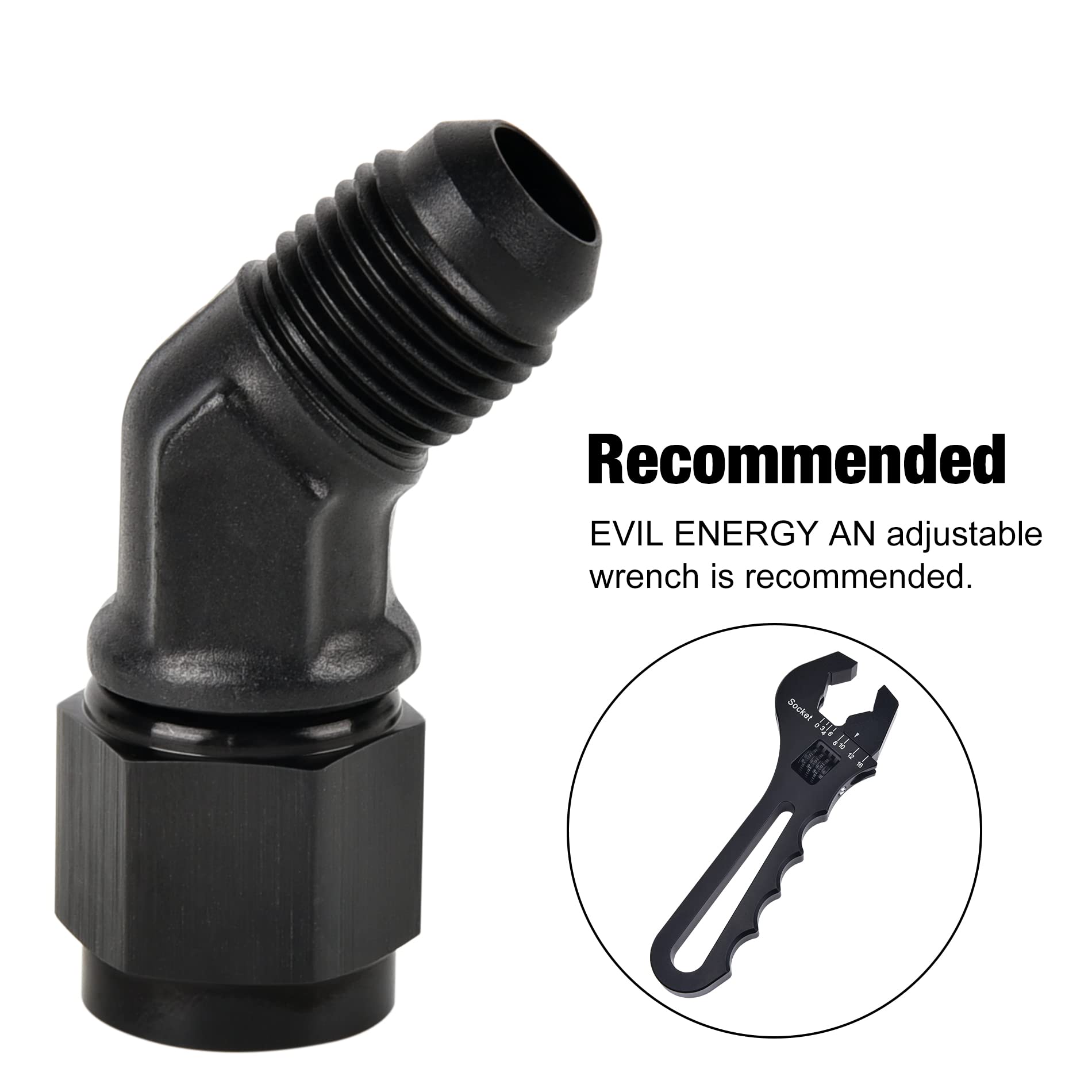 EVIL ENERGY swivel fitting provides 360-degree orientation for easy installation.