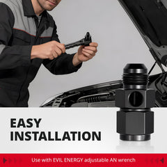 EVIL ENERGY 37-degree flare seal with 8AN threading for reliability.