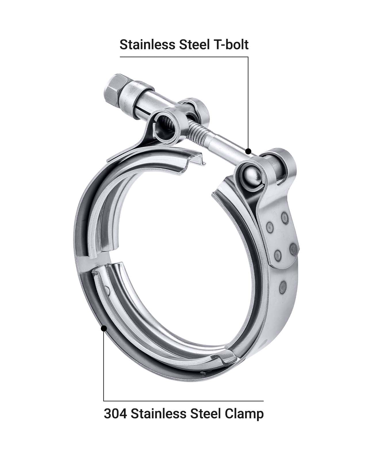 EVIL ENERGY 3-inch V-band clamp with stainless finish for durable exhaust connections.