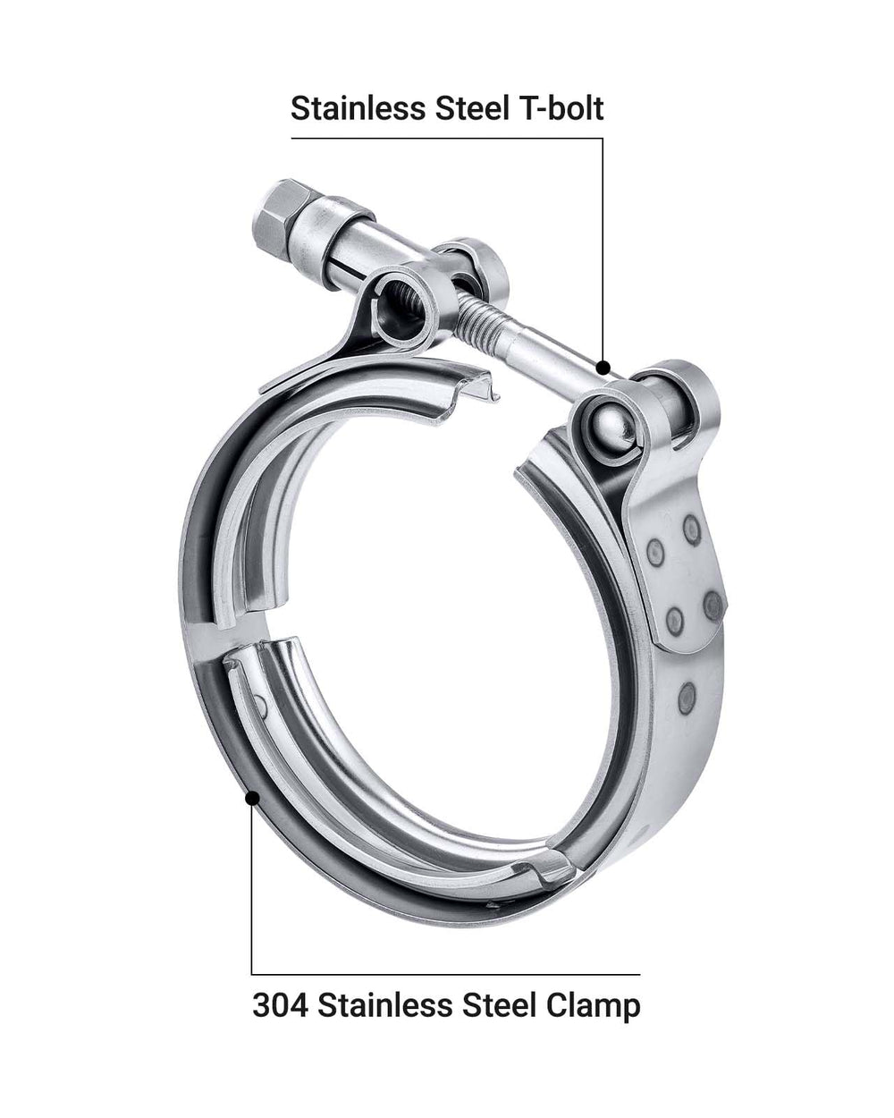 EVIL ENERGY 3-inch V-band clamp with stainless finish for durable exhaust connections.