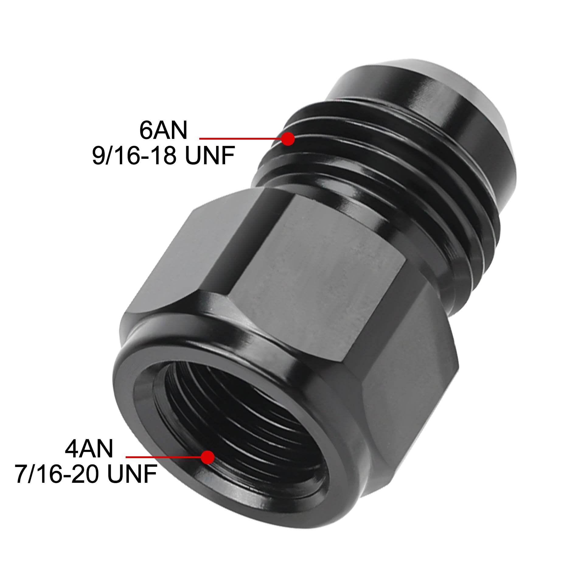 EVIL ENERGY flare reducer adapter side view shows compact aluminum body and secure threads