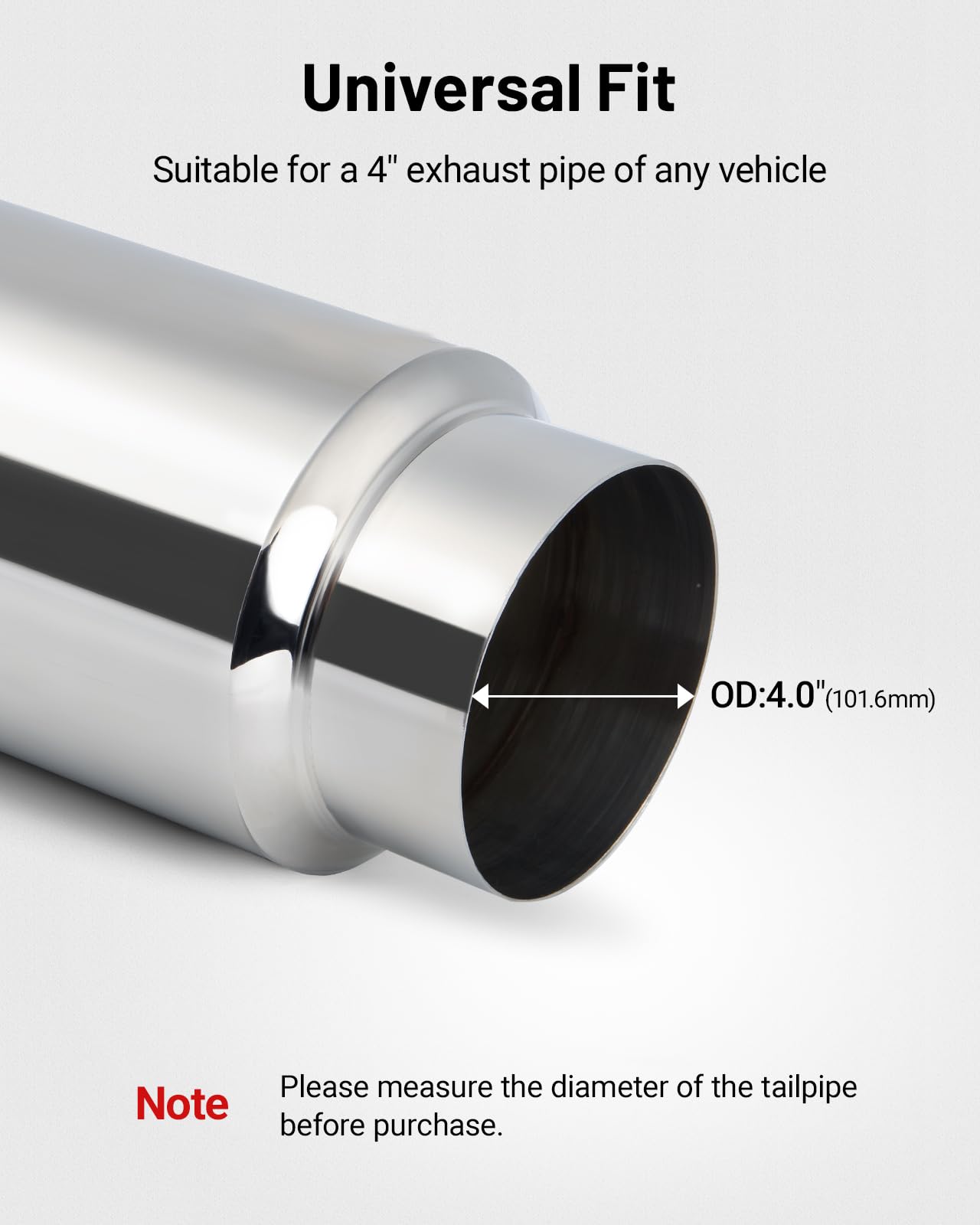 EVIL ENERGY 4-Inch resonator muffler diameter detail showcases 4.53 inch body for versatile setups