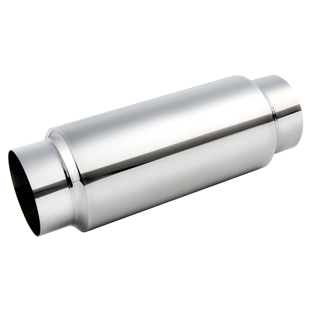 EVIL ENERGY 4-Inch resonator muffler front view shows deeper tone potential for daily drivers