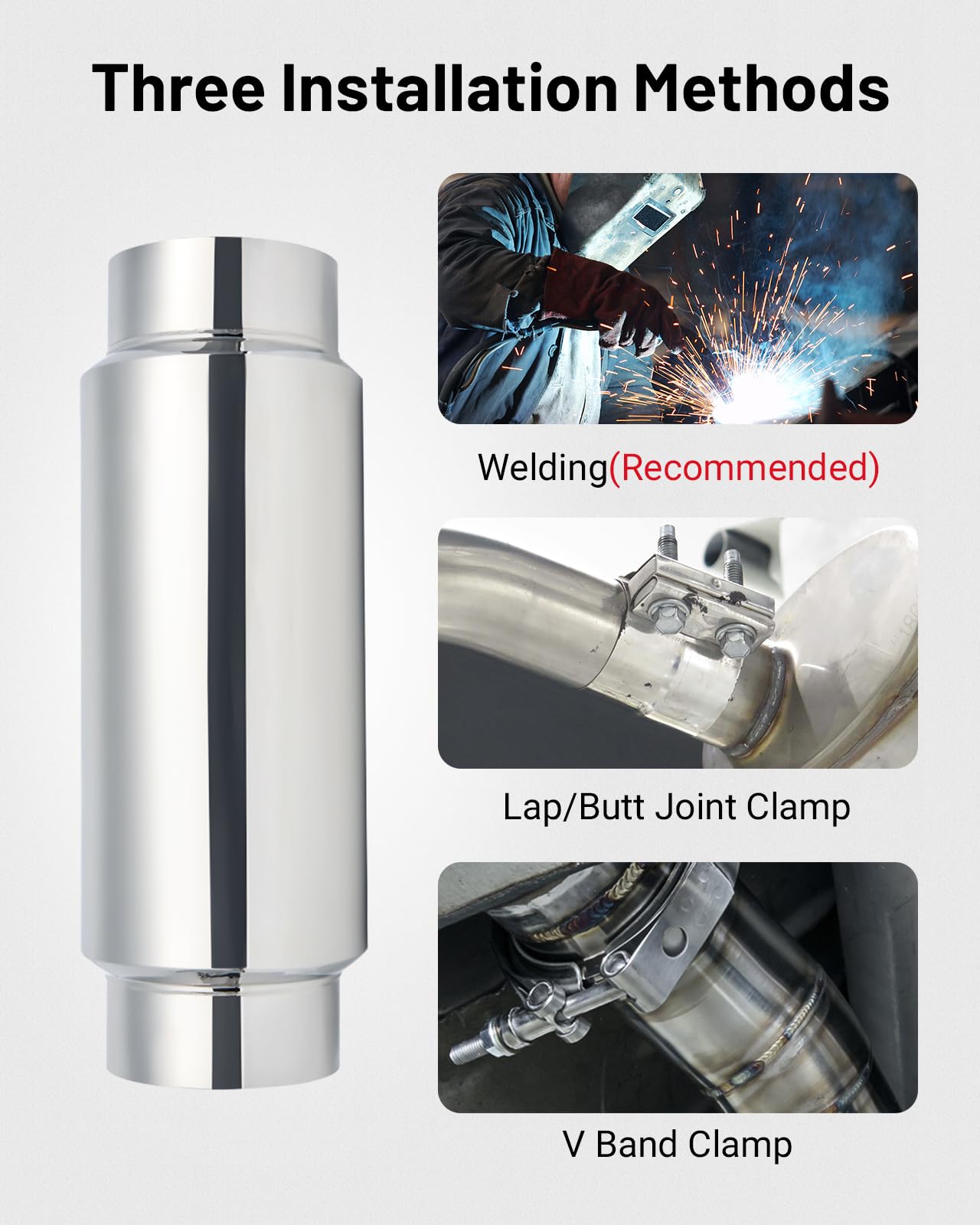 EVIL ENERGY 4-Inch resonator muffler installed under vehicle illustrates a clean fit