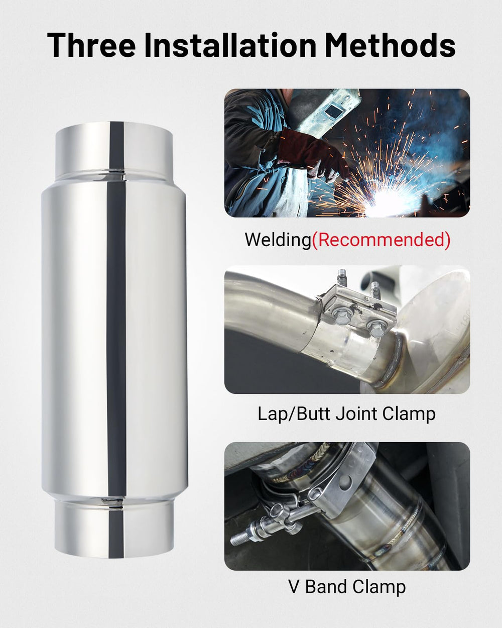 EVIL ENERGY 4-Inch resonator muffler installed under vehicle illustrates a clean fit