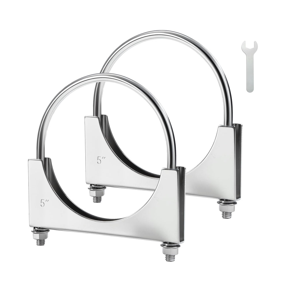 EVIL ENERGY 5in U-bolt exhaust clamp, side view, secure seal on 5-inch pipes
