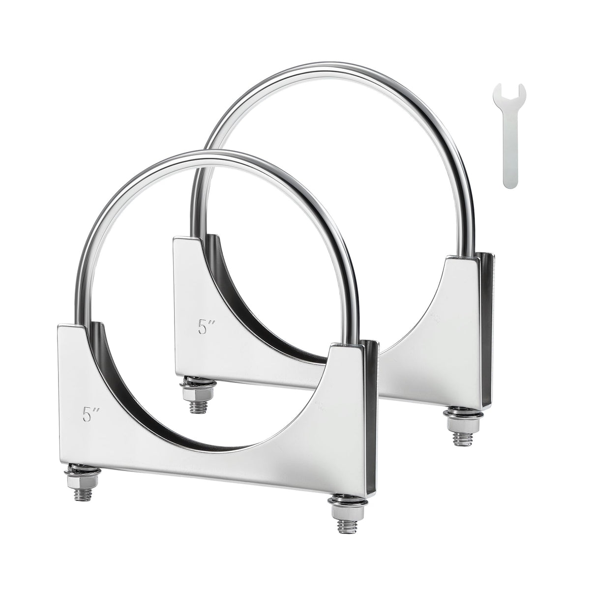 EVIL ENERGY 5in U-bolt exhaust clamp, side view, secure seal on 5-inch pipes