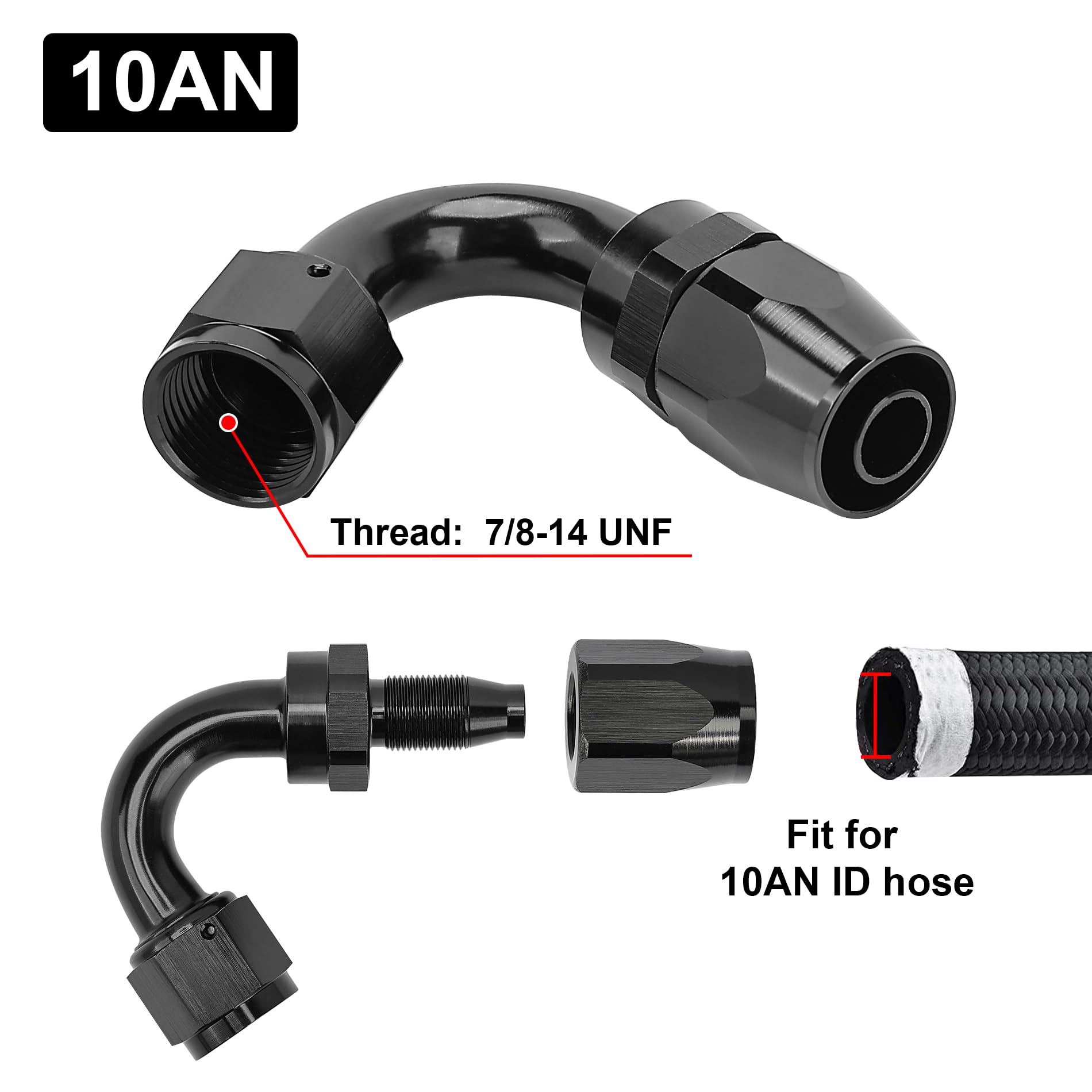 EVIL ENERGY 6061-T6 aluminum 10AN fitting ensures durable, reusable hose connections