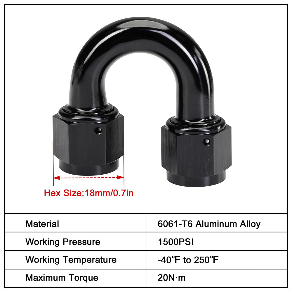 EVIL ENERGY 6061-T6 aluminum 6AN connector enables flexible hose layouts.