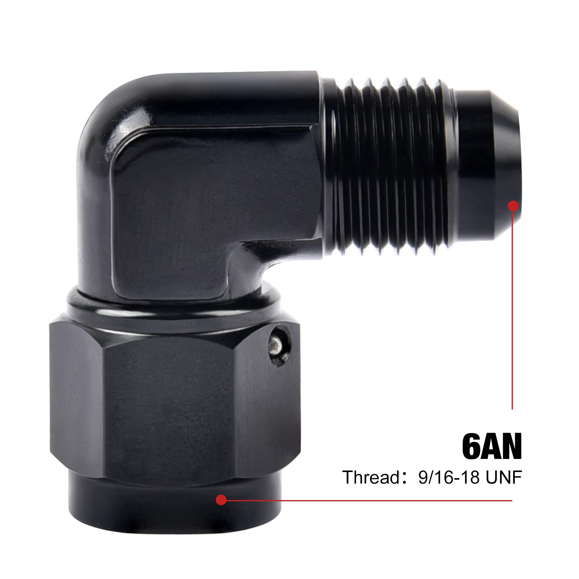 Evil Energy 6061-T6 aluminum flare fitting with black anodized finish.