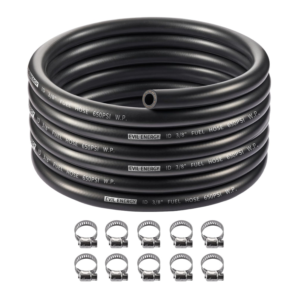 EVIL ENERGY 6AN 3-8 fuel line 20ft showing durable CPE outer layer for high-pressure use