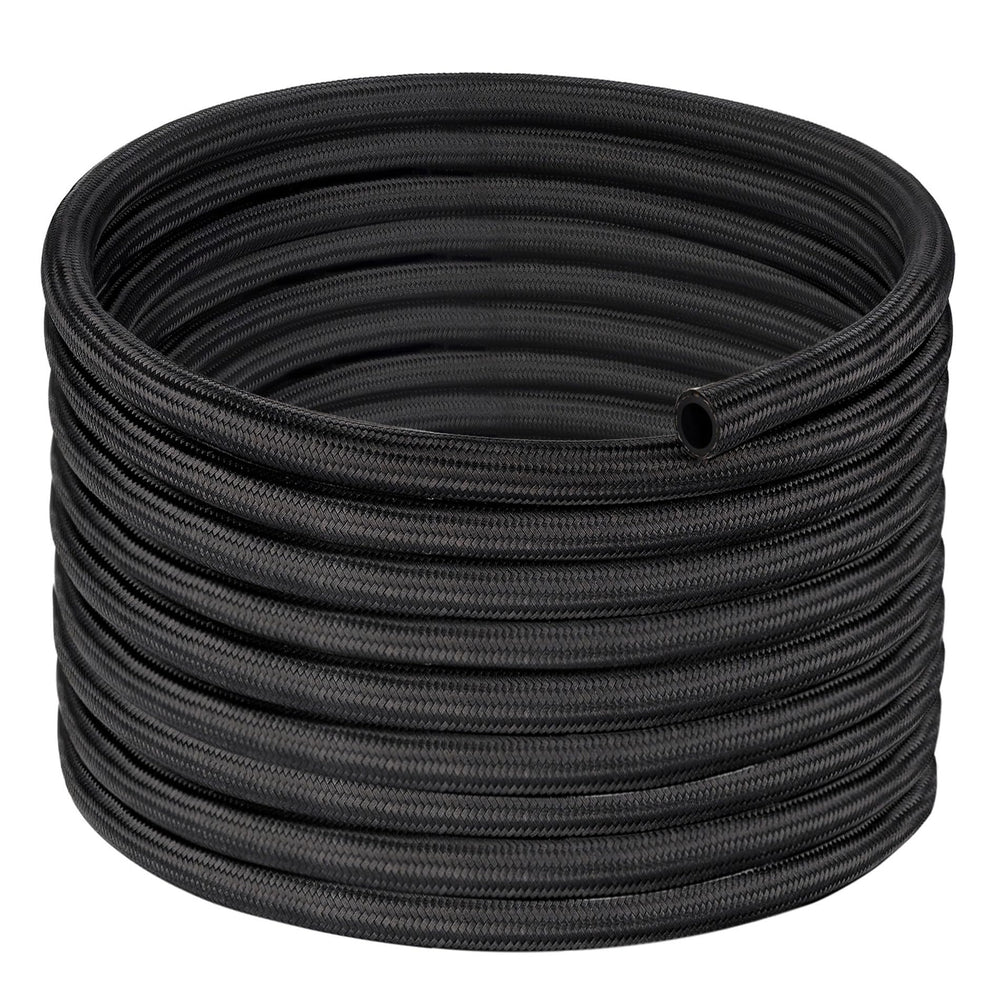 EVIL ENERGY 6AN braided fuel line in black, ideal for high-pressure fuel transfer.