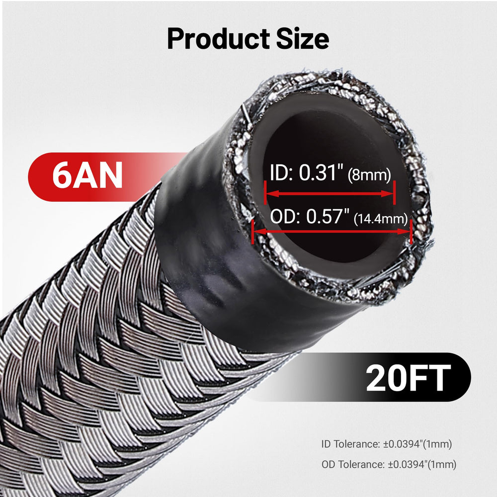 304 stainless steel wire reinforcement under nylon braid on EVIL ENERGY hose.