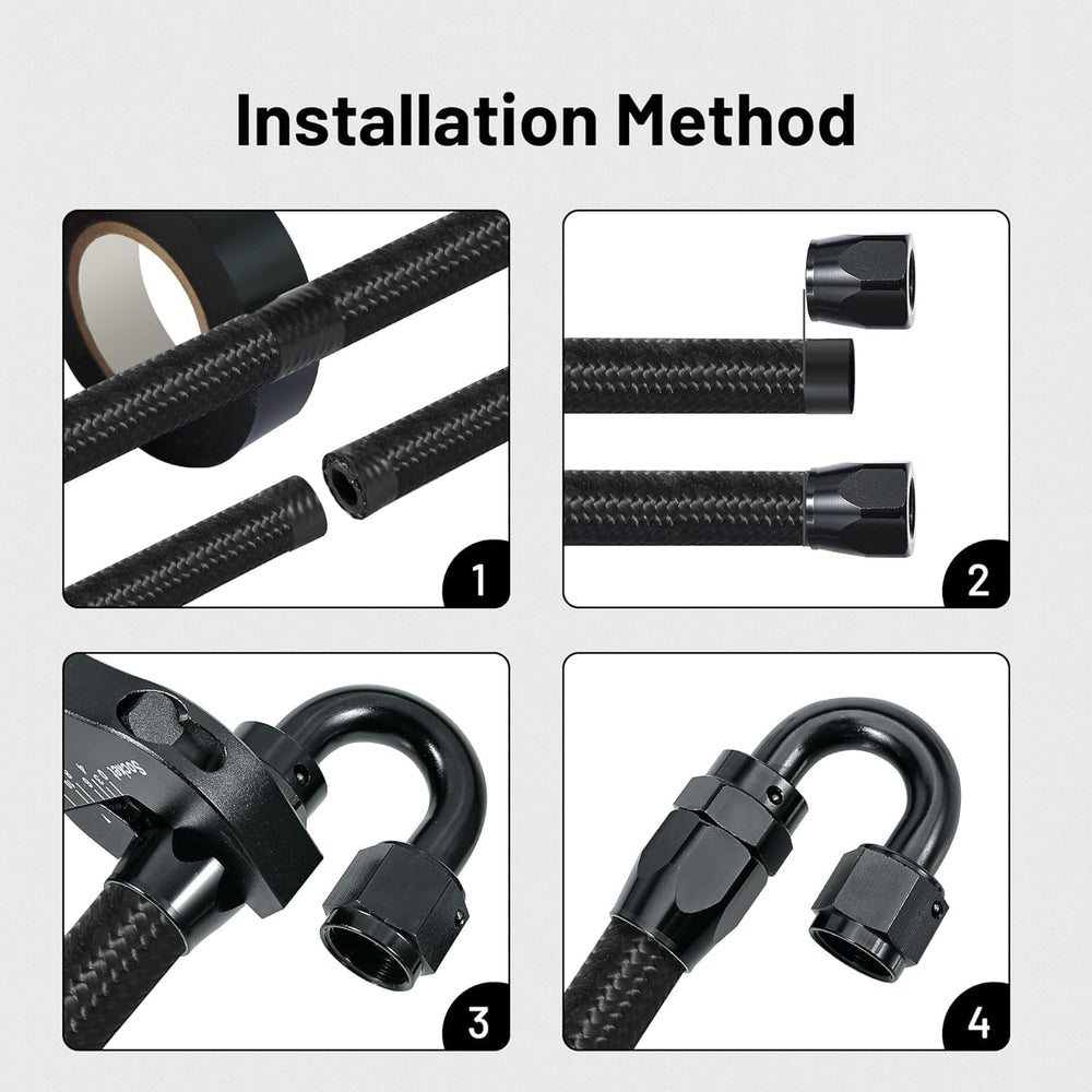 EVIL ENERGY 6AN braided hose 0.31 in ID 0.56 in OD for compact routing.