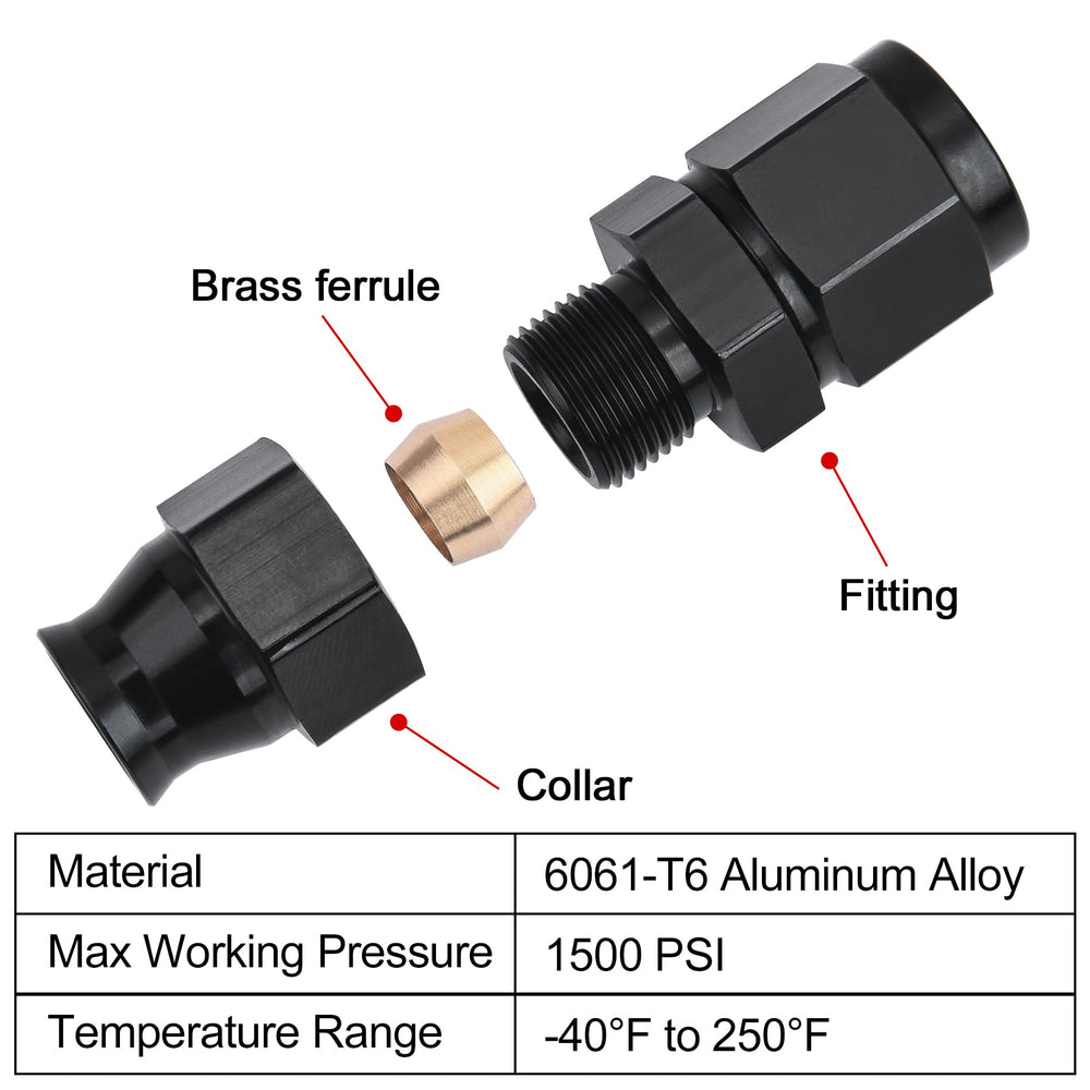 In use shot demonstrates compatibility with stainless or aluminum hardlines for fuel system upgrades.