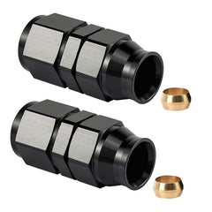 EVIL ENERGY 6AN female flare to 5/16 inch compression fitting in black for fuel line upgrades.
