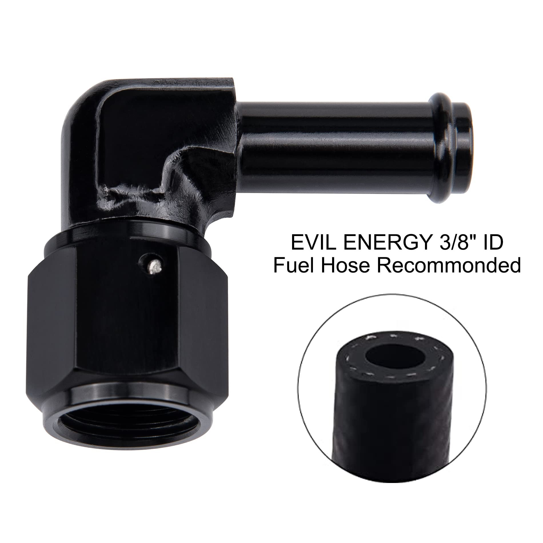 90-degree swivel helps routing around obstacles with EVIL ENERGY fittings