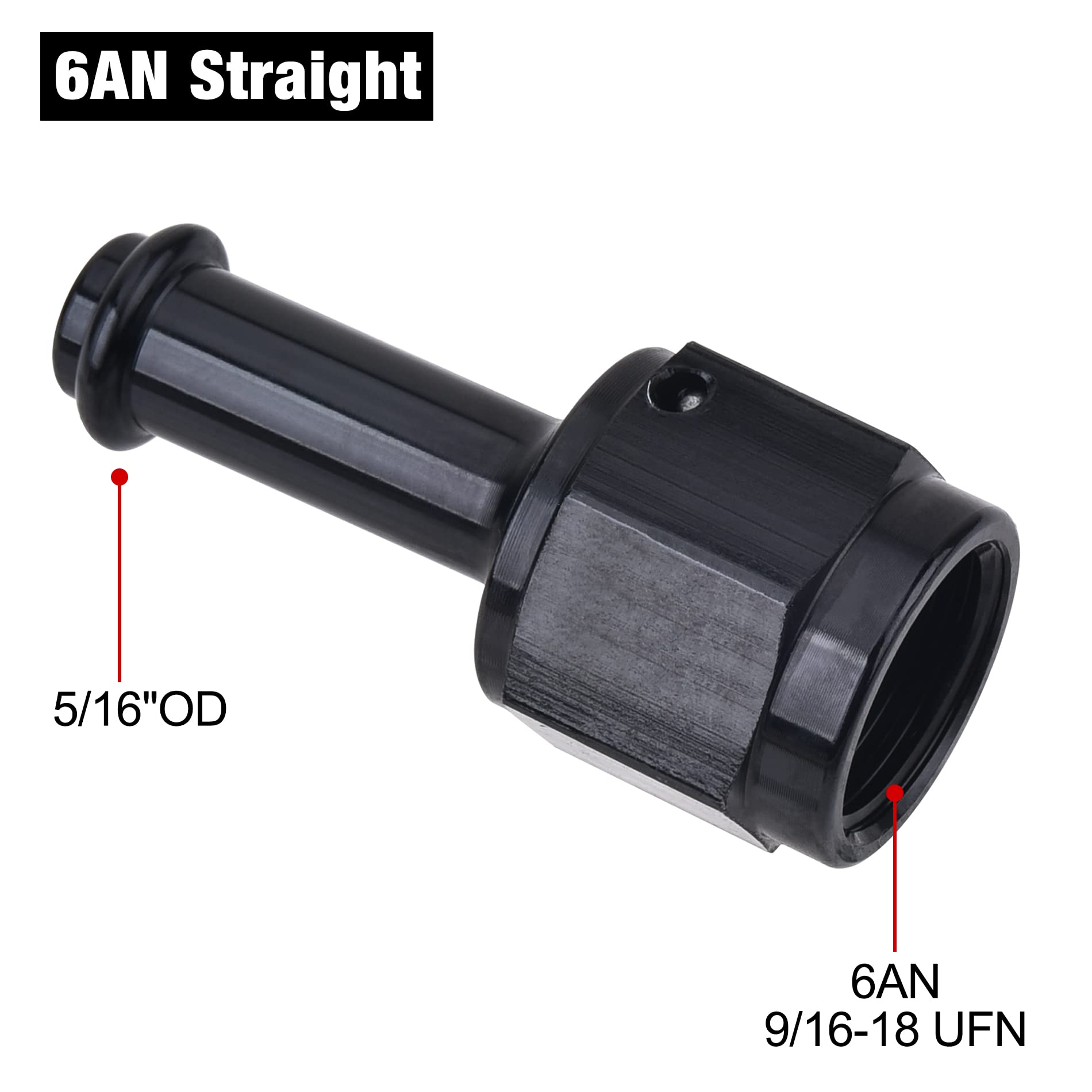 EVIL ENERGY 6AN to 5/16 barb straight swivel fitting enables quick, tool-free installation.