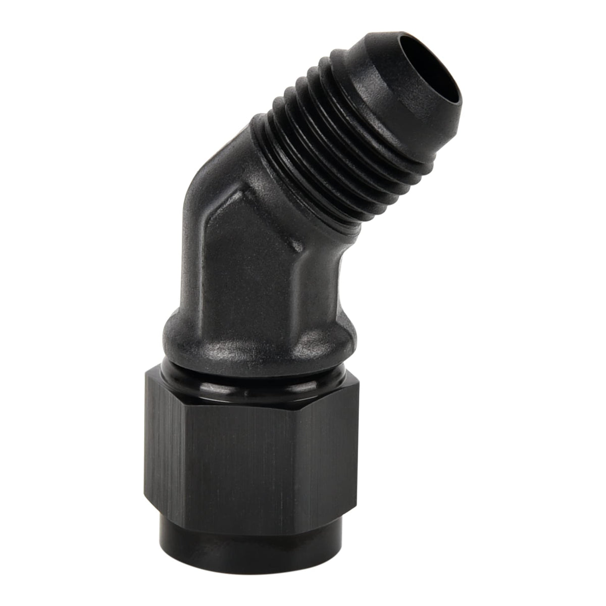 EVIL ENERGY 6AN female to 6AN male flare swivel adapter in black for flexible, quick connections.