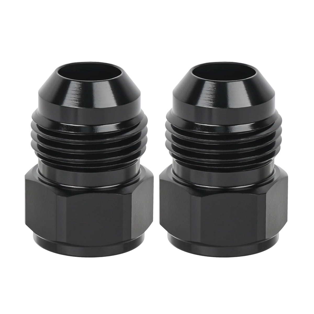 EVIL ENERGY 6AN female to 8AN male flare reducer close-up, ideal for tight engine bays.