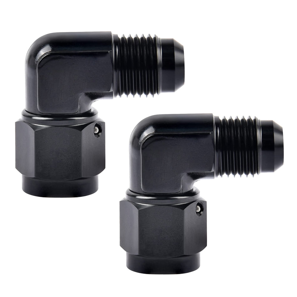 Evil Energy 6AN flare swivel adapter in black for tight-space installations.