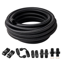 EVIL ENERGY 6AN fuel line kit with coiled hose showing flexibility and high-pressure rating.
